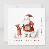 Grappige Minimal Santa Claus Christmas Corporate Feestdagenkaart (Voorkant)