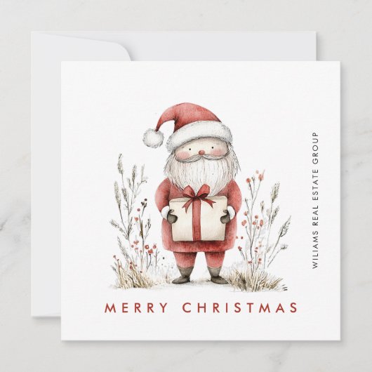 Grappige Minimal Santa Claus Christmas Corporate Feestdagenkaart (Voorkant)