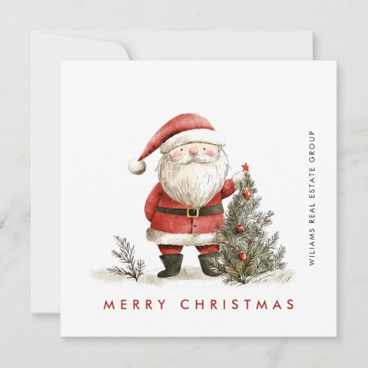 Grappige Minimal Santa Claus Christmas Corporate Feestdagenkaart (Voorkant)