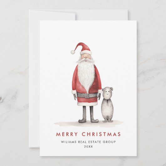 Grappige Minimal Santa Claus Christmas Corporate Feestdagenkaart (Voorkant)