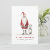 Grappige Minimal Santa Claus Christmas Corporate Feestdagenkaart (Staand voorkant)