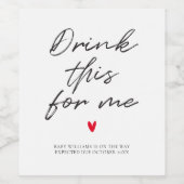 Grappige minimale gepersonaliseerde zwangerschapsa wijn etiket (Enkel label)