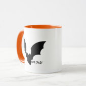 Grappige Minimale Halloween Zwarte Vleermuis Gek Mok (Voorkant links)