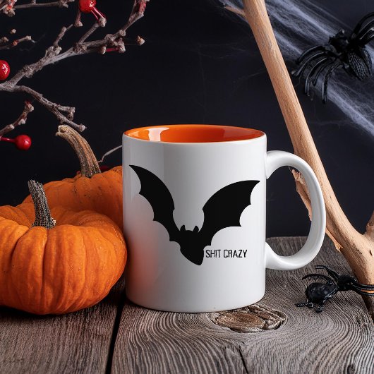 Grappige Minimale Halloween Zwarte Vleermuis Gek Mok