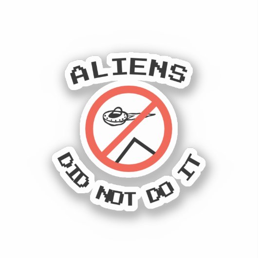Grappige minimalistische aliens deden het niet sticker (Voorkant)