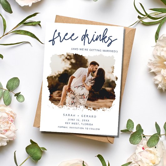 Grappige minimalistische foto bruiloft Save the Da Date