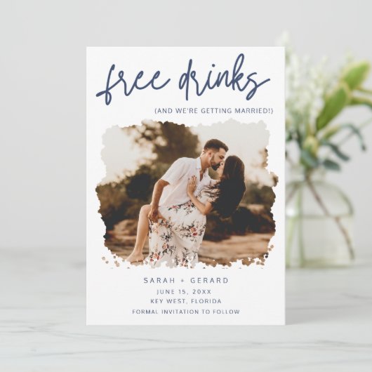 Grappige minimalistische foto bruiloft Save the Da Save The Date (Staand voorkant)