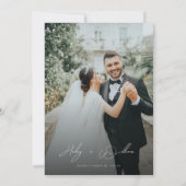 Grappige minimalistische kalligrafie foto bruiloft kaart (Achterkant)