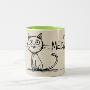 Grappige minimalistische kat illustratie met "Just Tweekleurige Koffiemok