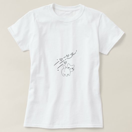 Grappige Minimalistische Kat T-shirt (Design voorkant)