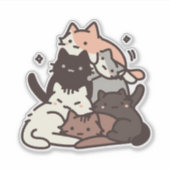 Grappige minimalistische Kawaii Chibi katten Sticker (Voorkant)