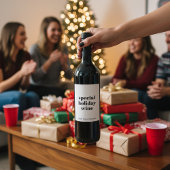 Grappige minimalistische kerst Humor vakantie Wijn Etiket