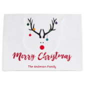 Grappige minimalistische Kerst-rendieren op wit Large Cadeautasje (Voorkant)
