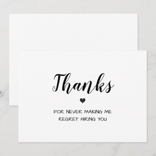 grappige, minimalistische waardering van werknemer bedankkaart (Voorkant / Achterkant)
