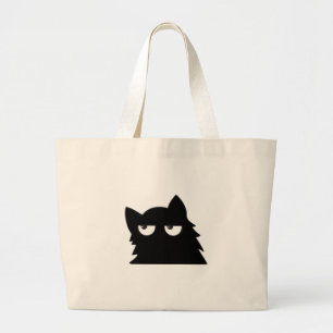 Grappige Minimalistische Zwarte Kat Ontwerp Met Oo Grote Tote Bag