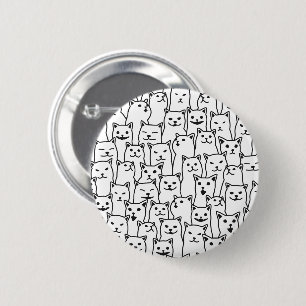Grappige Minimalistische Zwarte Witte Kat Lijn Kun Ronde Button 5,7 Cm