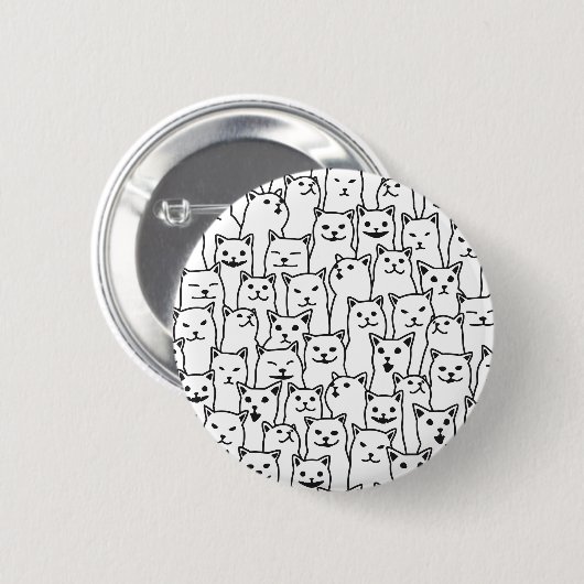 Grappige Minimalistische Zwarte Witte Kat Lijn Kun Ronde Button 5,7 Cm (Voorkant /achterkant)