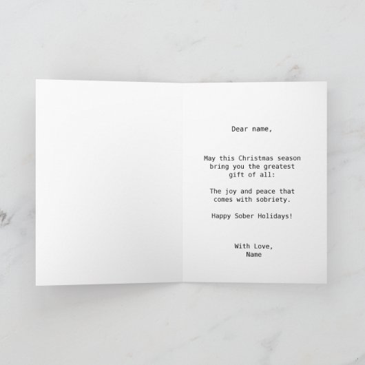 Grappige Mint Groene Custom Name Sobriety Kerst Kaart (Binnen)