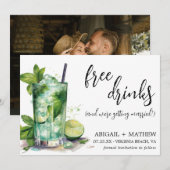 Grappige Mint Lime Cocktail Trendy Foto Bruiloft Save The Date (Voorkant / Achterkant)