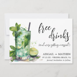 Grappige Mint Lime Cocktail Trendy Foto Huwelijk Save The Date