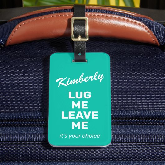 Grappige Mintgroene Bagage Label Me (Voorkant Insitu 2)