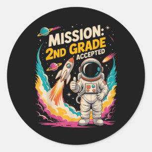 Grappige Missie 2e Graad Geaccepteerde Astronaut K Ronde Sticker