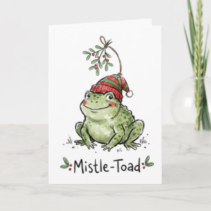 Grappige Mistle-Toad Pun Kerstmis Feestdagen Kaart