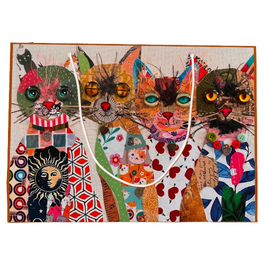 Grappige Mixed Media Cat Groot Cadeauzakje (Achterkant)