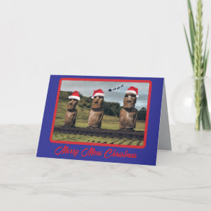 Grappige Moai Kerstmis Kaart