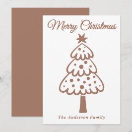 Grappige Mocha Mousse Hand getrokken kerstboom Feestdagenkaart