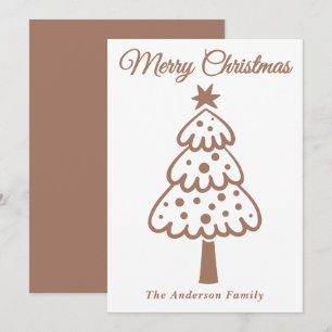 Grappige Mocha Mousse Hand getrokken kerstboom Feestdagenkaart