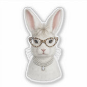 Grappige Modekonijn met Luipaardbril Sticker (Voorkant)