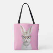 Grappige modekonijn met luipaardbril tote bag (Achterkant)
