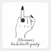 Grappige Moderne Bachelorette Party Bruid Ring Vin Vierkante Sticker (Voorkant)