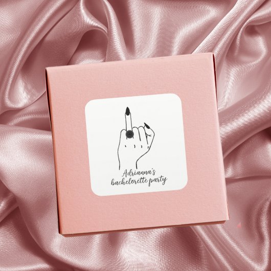 Grappige Moderne Bachelorette Party Bruid Ring Vin Vierkante Sticker