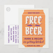 Grappige, moderne bier thema save date ansichtkaar aankondigingskaart (Voorkant / Achterkant)