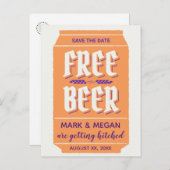 Grappige, moderne bier-thema save datum ansichtkaa aankondigingskaart (Voorkant / Achterkant)