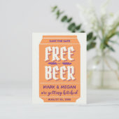 Grappige, moderne bier-thema save datum ansichtkaa aankondigingskaart (Staand voorkant)