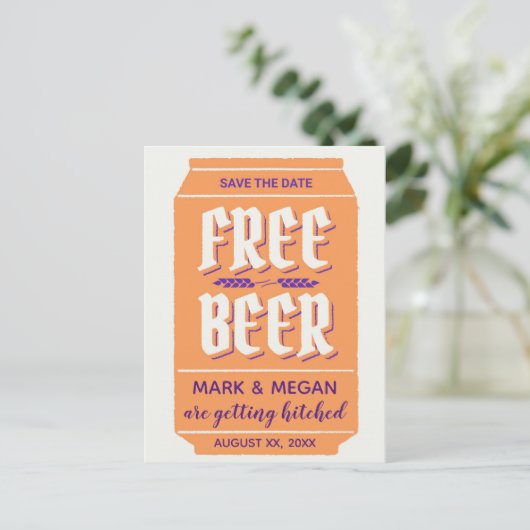 Grappige, moderne bier-thema save datum ansichtkaa aankondigingskaart (Staand voorkant)