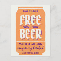 Grappige, moderne bier thema save the date 