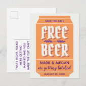 Grappige, moderne bier thema save the date aankondigingskaart (Voorkant / Achterkant)