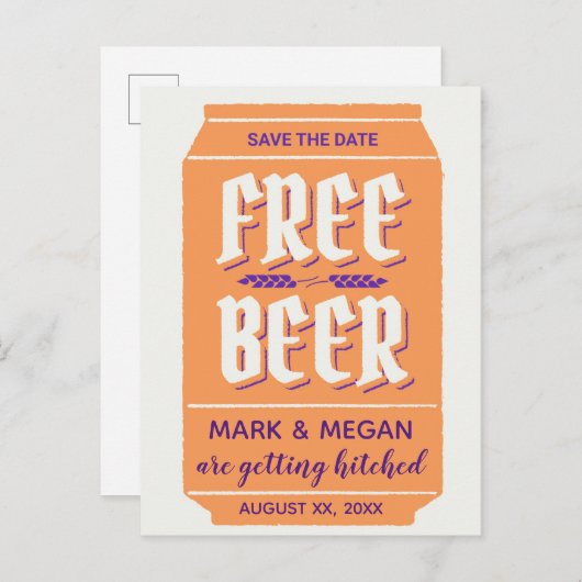 Grappige, moderne bier-thema save the date aankondigingskaart (Voorkant / Achterkant)