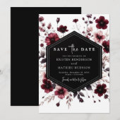 Grappige moderne Bourgondische bruiloft Save The Date (Voorkant / Achterkant)