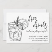 Grappige moderne cocktail schets trendy foto bruil save the date (Voorkant)