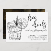 Grappige moderne cocktailschets trendy foto bruilo save the date (Voorkant / Achterkant)