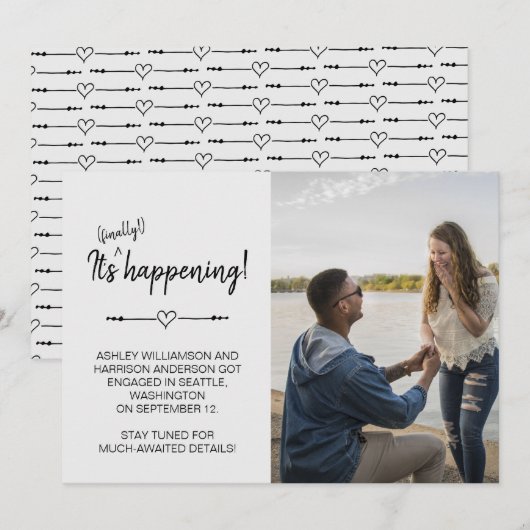 Grappige moderne foto eindelijk verloofd  kaart (Voorkant / Achterkant)