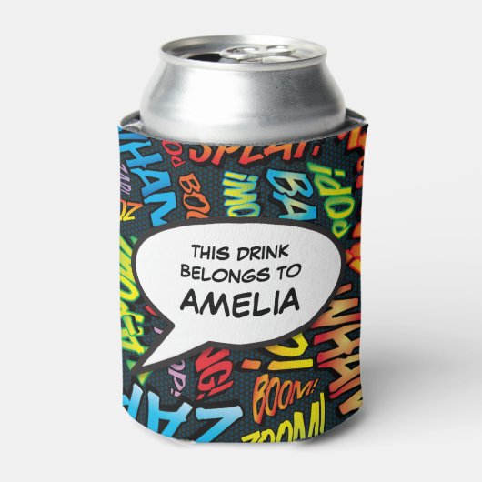 Grappige moderne gepersonaliseerde spraakballon blikjeskoeler (Blikje Voorkant)