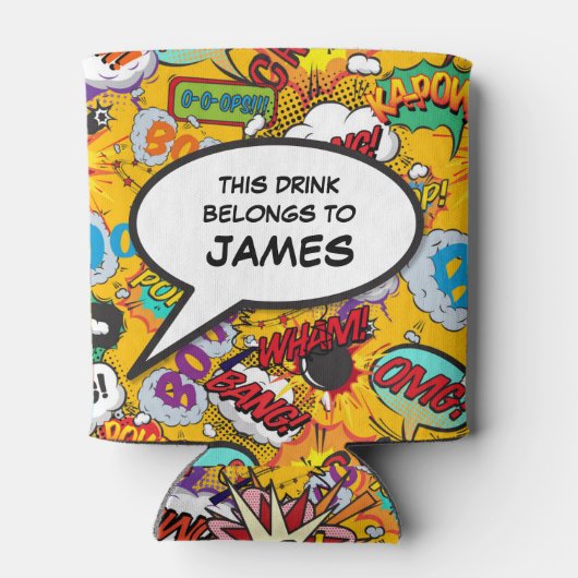 Grappige moderne gepersonaliseerde stripboek spraa blikjeskoeler (Achterkant)