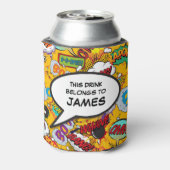 Grappige moderne gepersonaliseerde stripboek spraa blikjeskoeler (Blikje Achterkant)