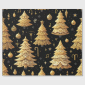 Grappige moderne gouden kerstbomen cadeaupapier (Vlak)